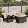 Set Divani da Giardino 9pz con Cuscini Marrone in Polyrattan