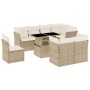 Set Divano da Giardino 9 pz con Cuscini Beige in Polyrattan