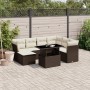 Set Divani da Giardino 8 pz con Cuscini Marrone in Polyrattan