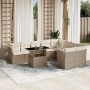 Set Divano da Giardino 10 pz con Cuscini Beige in Polyrattan