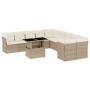 Set Divani da Giardino 11 pz con Cuscini Beige in Polyrattan