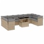 Set Divani da Giardino 11 pz con Cuscini Beige in Polyrattan