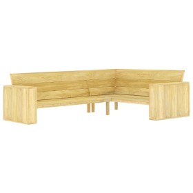 Panchina Angolare da Giardino 239cm in Legno di Pino Impregnato