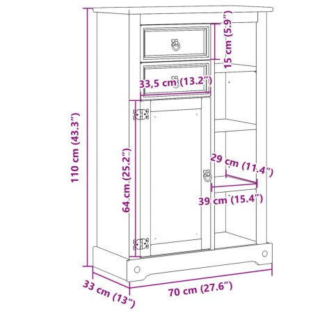 Mobile da Bagno Corona 70x33x110 cm in Legno Massello di Pino