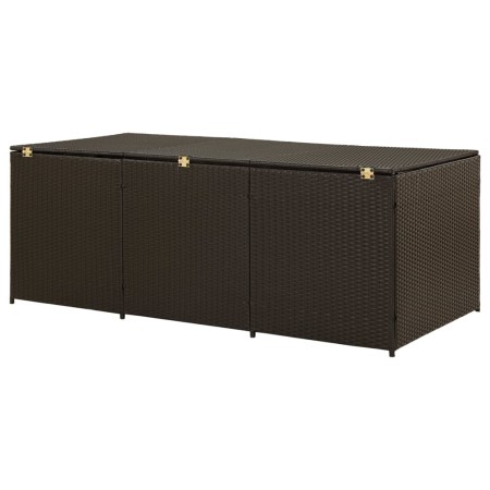 Baule da Giardino in Polyrattan 180x90x70 cm Marrone