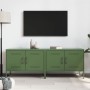 Mobili TV 2pz Verde Oliva 68x39x50,5 cm in Acciaio