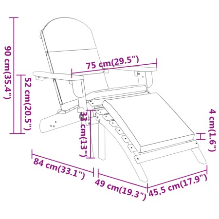 Sedia Adirondack Giardino con Poggiapiedi Legno Massello Acacia