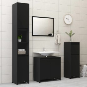 Set Mobili da Bagno 4 pz Nero in Truciolato