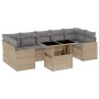 Set Divano da Giardino 8 pz con Cuscini Beige in Polyrattan