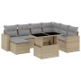 Set Divano da Giardino 8 pz con Cuscini Beige in Polyrattan