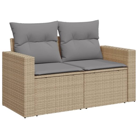 Set Divano da Giardino 10 pz con Cuscini Beige in Polyrattan