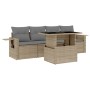 Set Divano da Giardino 5 pz con Cuscini Beige in Polyrattan