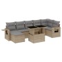 Set Divano da Giardino 8 pz con Cuscini Beige in Polyrattan