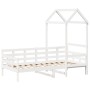Dormeuse con Tetto 90x200 cm Bianco in Legno Massello di Pino