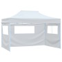 Gazebo Professionale Pieghevole 3 Pareti 3x4m Acciaio Bianco