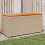 Contenitore da Giardino Beige 110x50x54 cm Polyrattan e Acacia