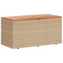 Contenitore da Giardino Beige 110x50x54 cm Polyrattan e Acacia