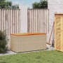 Contenitore da Giardino Beige 110x50x54 cm Polyrattan e Acacia