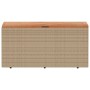 Contenitore da Giardino Beige 110x50x54 cm Polyrattan e Acacia