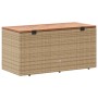 Contenitore da Giardino Beige 110x50x54 cm Polyrattan e Acacia