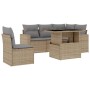 Set Divano da Giardino 6 pz con Cuscini Beige in Polyrattan