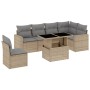 Set Divani da Giardino 7 pz con Cuscini Beige in Polyrattan