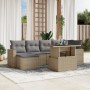 Set Divani da Giardino 7 pz con Cuscini Beige in Polyrattan