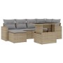 Set Divani da Giardino 7 pz con Cuscini Beige in Polyrattan