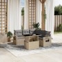 Set Divano da Giardino 6 pz con Cuscini Beige in Polyrattan