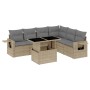 Set Divani da Giardino 7 pz con Cuscini Beige in Polyrattan