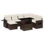 Set Divani da Giardino 8 pz con Cuscini Marrone in Polyrattan