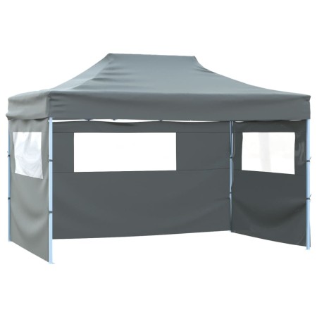 Gazebo Professionale Pieghevole 3 Pareti 3x4m Acciaio Antracite