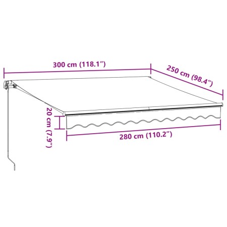 Tenda da Sole Retrattile Manuale con LED Bordò 300x250 cm