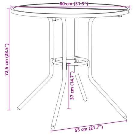 Tavolo Patio Rotondo Antracite Ø80x72,5 cm Acciaio Verniciato