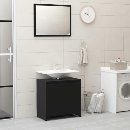 Set Mobili da Bagno 3 pz Nero in Truciolato