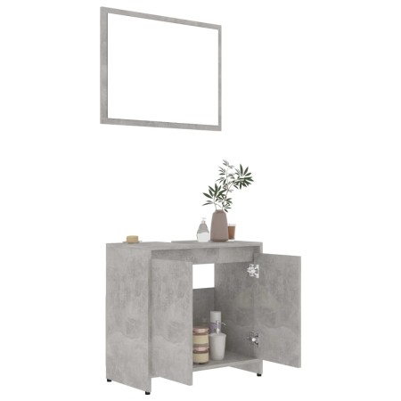 Set Mobili da Bagno Grigio Cemento in Legno Multistrato