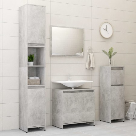 Set Mobili da Bagno Grigio Cemento in Legno Multistrato