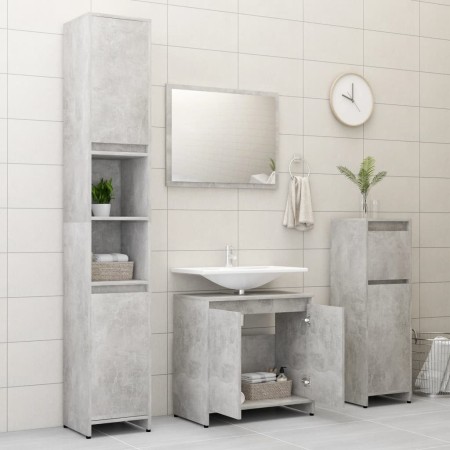 Set Mobili da Bagno Grigio Cemento in Legno Multistrato