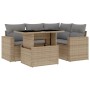 Set Divano da Giardino 5 pz con Cuscini Beige in Polyrattan