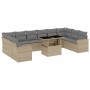 Set Divani da Giardino 11 pz con Cuscini Beige in Polyrattan