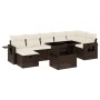 Set Divani da Giardino 8 pz con Cuscini Marrone in Polyrattan