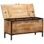Scatola Portaoggetti 82x30x43 cm Legno Massello di Mango Grezzo