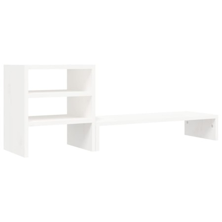 Supporto per Monitor Bianco 81x20x30 cm Legno Massello di Pino