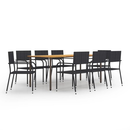 Set Mobili da Pranzo Giardino 9 pz in Polyrattan Nero