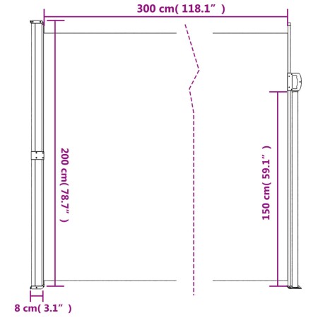 Tenda da Sole Laterale Retrattile Blu 200x300 cm