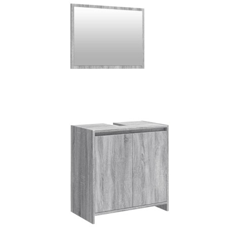 Set Mobili da Bagno 2 pz Grigio Sonoma in Legno Multistrato