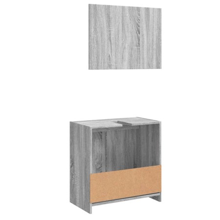 Set Mobili da Bagno 2 pz Grigio Sonoma in Legno Multistrato