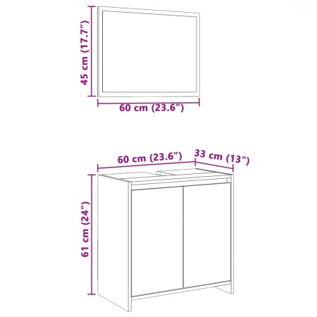 Set Mobili da Bagno 2 pz Grigio Sonoma in Legno Multistrato