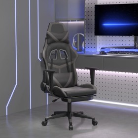 Sedia da Gaming Massaggio Poggiapiedi Nero e Grigio Similpelle