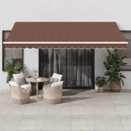 Tenda da Sole Retrattile Automatica con LED Marrone 450x350 cm